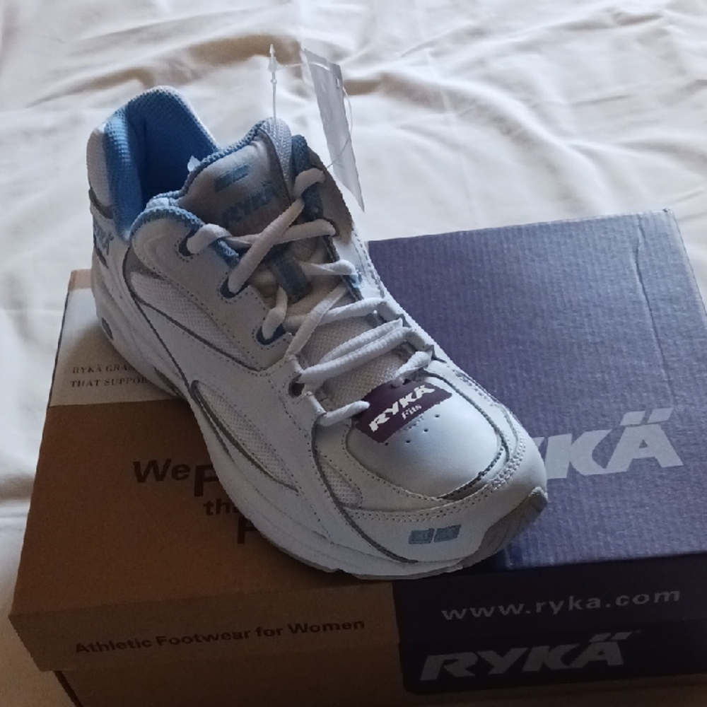 Ryka White and Blue Sneakers with Chunky Sole